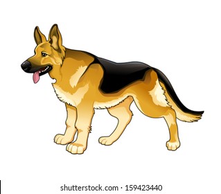 German Shepherd. Vector isolated dog.