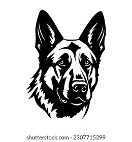 German Shepherd. Vector isolated portrait of a dog on a white background