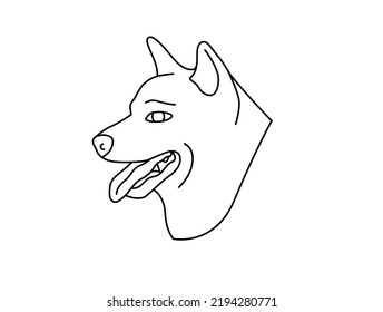 German Shepherd Vector Silhouette Isolated On White Background. Black Line Art Police Dog Head. Strong Dog Portrait Icon. Flat Doggy Symbol