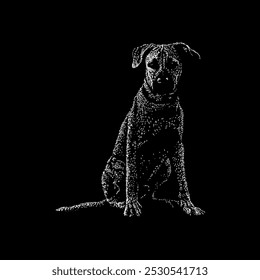 german sheppit dog breed hand drawing vector isolated on black background.