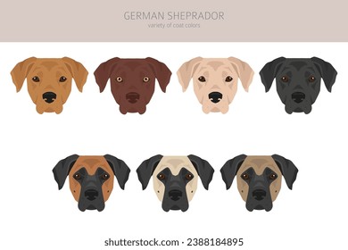 Clíparte del Sheprador alemán. Mezcla de recuperación del pastor alemán Labrador. Colores de abrigo diferentes.  Ilustración del vector