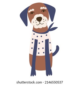 German Short haired Pointer Dog Breed on isolated background. Vector illustration.