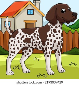 German Shorthaired Pointer Dog Colored Cartoon