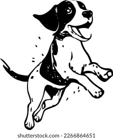 German Shorthaired Pointer, dog jump and happy, vector illustration, black color, vector image