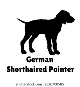  German Shorthaired Pointer Dog puppies silhouette. Baby dog silhouette. Puppy