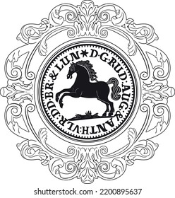 German silver mark coin handmade silhouette vector