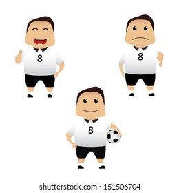 German soccer player actions collection on white background