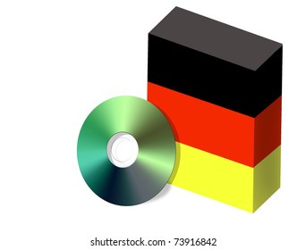 German software box with national flag colors and CD, vector illustration