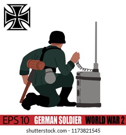 Soldado alemán de la Segunda Guerra Mundial. Vintage de los años 40. Ilustración digital original.