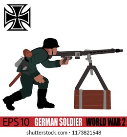 Soldado alemán de la Segunda Guerra Mundial. Vintage de los años 40. Ilustración digital original.