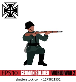 Soldado alemán de la Segunda Guerra Mundial. Vintage de los años 40. Ilustración digital original.