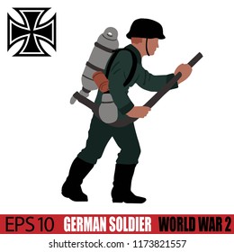 German Soldier of World War 2. Vintage 1940's. Original digital illustration.