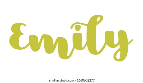 German spelling of the female name Emily. German lettering. Deutsch spelling. Calligraphy female name, isolated over white.