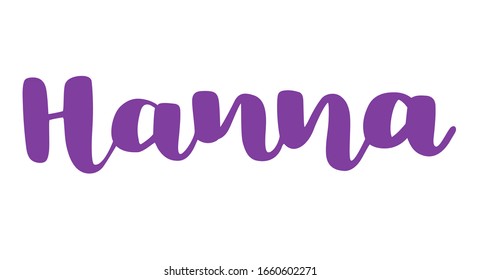 German spelling of the female name Hanna. German lettering. Deutsch spelling. Calligraphy female name, isolated over white.