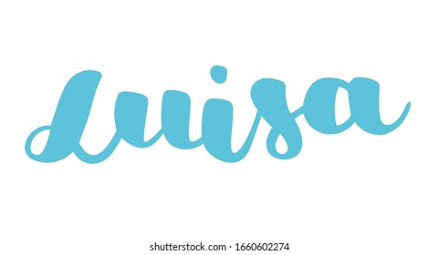 German spelling of the female name Luisa. German lettering. Deutsch spelling. Calligraphy female name, isolated over white.