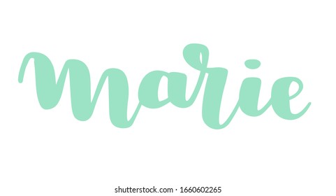 German spelling of the female name Marie. German lettering. Deutsch spelling. Calligraphy female name, isolated over white.