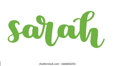 German spelling of the female name Sarah. German lettering. Deutsch spelling. Calligraphy female name, isolated over white.