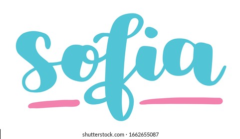 German spelling of the female name Sofia. German lettering. Deutsch spelling. Calligraphy female name, isolated over white.