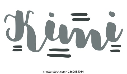 German spelling of the male name Kimi. German lettering. Deutsch spelling. Calligraphy male name, isolated over white.