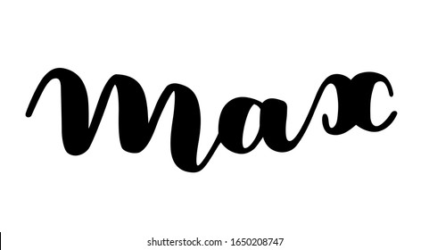 German spelling of the male name Max. German lettering. Deutsch spelling. Calligraphy male name, isolated over white.