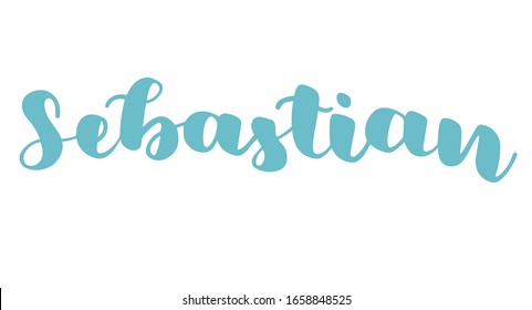 German spelling of the male name Sebastian. German lettering. Deutsch spelling. Calligraphy male name, isolated over white.