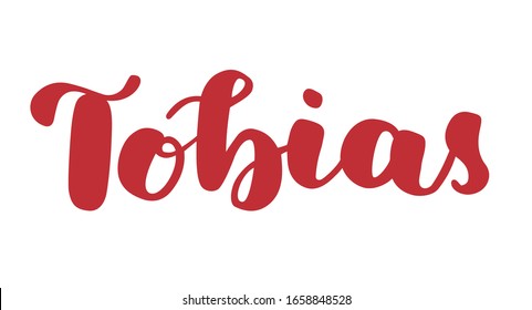 German spelling of the male name Tobias. German lettering. Deutsch spelling. Calligraphy male name, isolated over white.