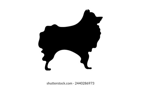 German Spitz, black isolated silhouette