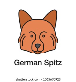 German Spitz color icon. Hunting dog breed. Isolated vector illustration