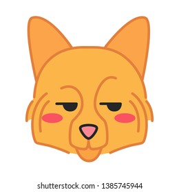 German Spitz cute kawaii vector character. Dog with smirking muzzle. Unhappy domestic doggie. Animal with eyes looking to side. Funny emoji, sticker, emoticon. Isolated cartoon color illustration