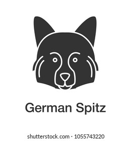 German Spitz glyph icon. Hunting dog breed. Silhouette symbol. Negative space. Vector isolated illustration