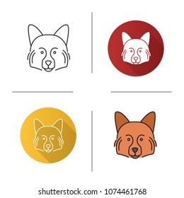 German Spitz icon. Hunting dog breed. Flat design, linear and color styles. Isolated vector illustrations