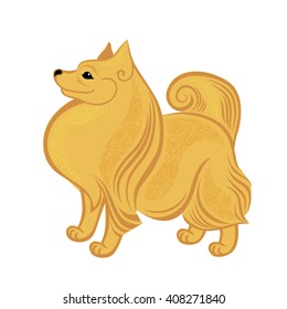 German Spitz. Pomeranian Dog. Hand drawn vector illustration.