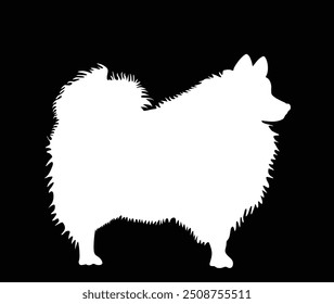 Spitz alemão silhueta cão raça ilustração vetor isolado. Pequeno animal de estimação. Sombra em forma de Spitz.