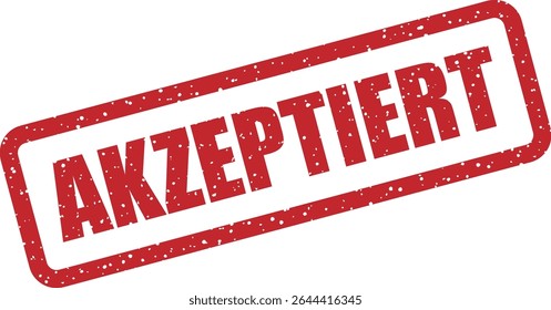 Carimbo alemão "AKZEPTIERT" (aceite). Adequado para faturas, formulários oficiais ou gráficos de processo