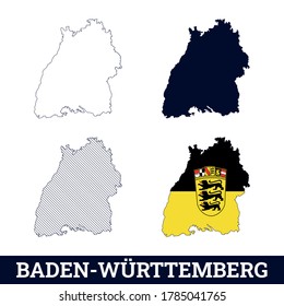 German State Baden-Wurttemberg Map with flag vector