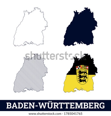 German State Baden-Wurttemberg Map with flag vector