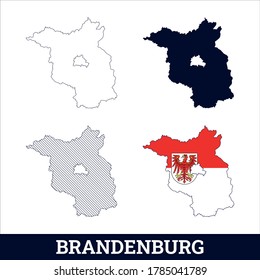 Mapa de Brandeburgo del estado alemán con vector de bandera