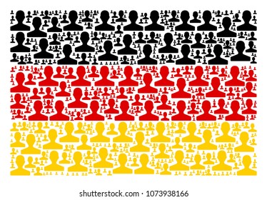 German State Flag collage constructed of customer icons. Vector customer icons are organized into geometric German flag illustration.