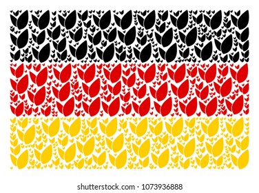 German State Flag collage done of floral sprout design elements. Vector floral sprout items are combined into mosaic Germany flag composition.