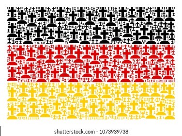 German State Flag collage done of cemetery elements. Vector cemetery design elements are composed into geometric Germany flag composition.