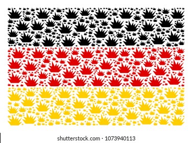 German State Flag composition organized of boom explosion design elements. Vector boom explosion elements are combined into geometric German flag illustration.