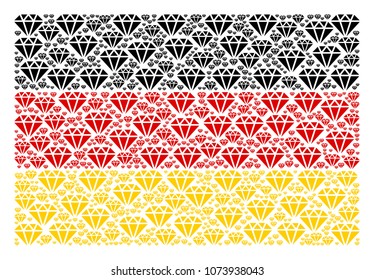 German State Flag concept combined of diamond design elements. Vector diamond items are organized into mosaic Germany flag collage.