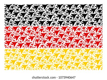 German State Flag concept combined of airplane intercepter design elements. Vector airplane intercepter pictograms are composed into mosaic Germany flag pattern.
