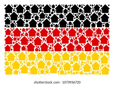 German State Flag concept made of house elements. Vector house design elements are organized into conceptual German flag composition.