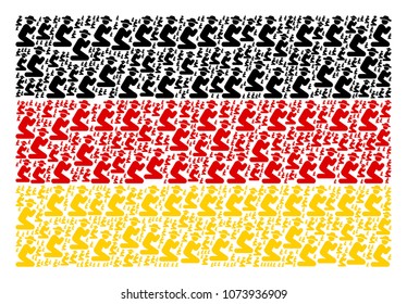 German State Flag concept made of gentleman pray icons. Vector gentleman pray icons are organized into mosaic Germany flag collage.