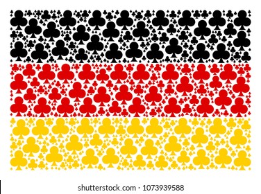 German State Flag concept made of clubs suit pictograms. Vector clubs suit icons are organized into conceptual Germany flag illustration.