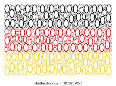 German State Flag concept organized of contour ellipse pictograms. Vector contour ellipse design elements are united into geometric German flag composition.