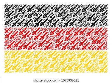 German State Flag mosaic designed of missile launch elements. Vector missile launch pictograms are combined into mosaic Germany flag collage.