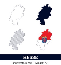 German State Hesse Map with flag vector