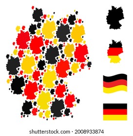 German state map mosaic in German flag official colors - red, yellow, black. Vector Germany map icons are scattered into mosaic German map composition.
